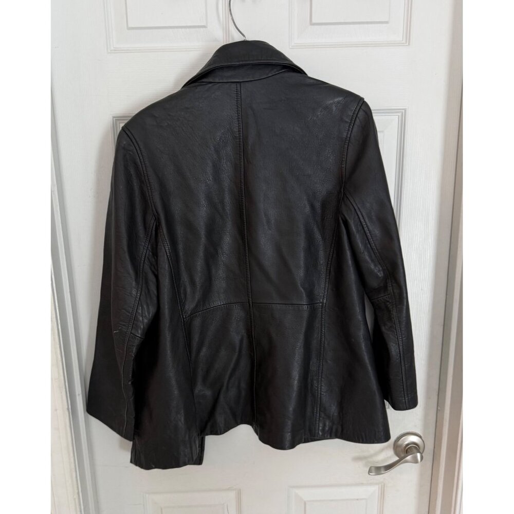 Vintage 90's Dockers Black Leather Button Down Jacket Women's Small - Picture 4 of 6
